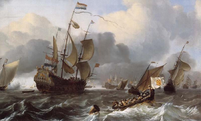 Ludolf Backhuysen Detail of THe Eendracht and a Fleet of Dutch Men-of-War oil painting image